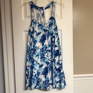 Blue floral mini tent dress